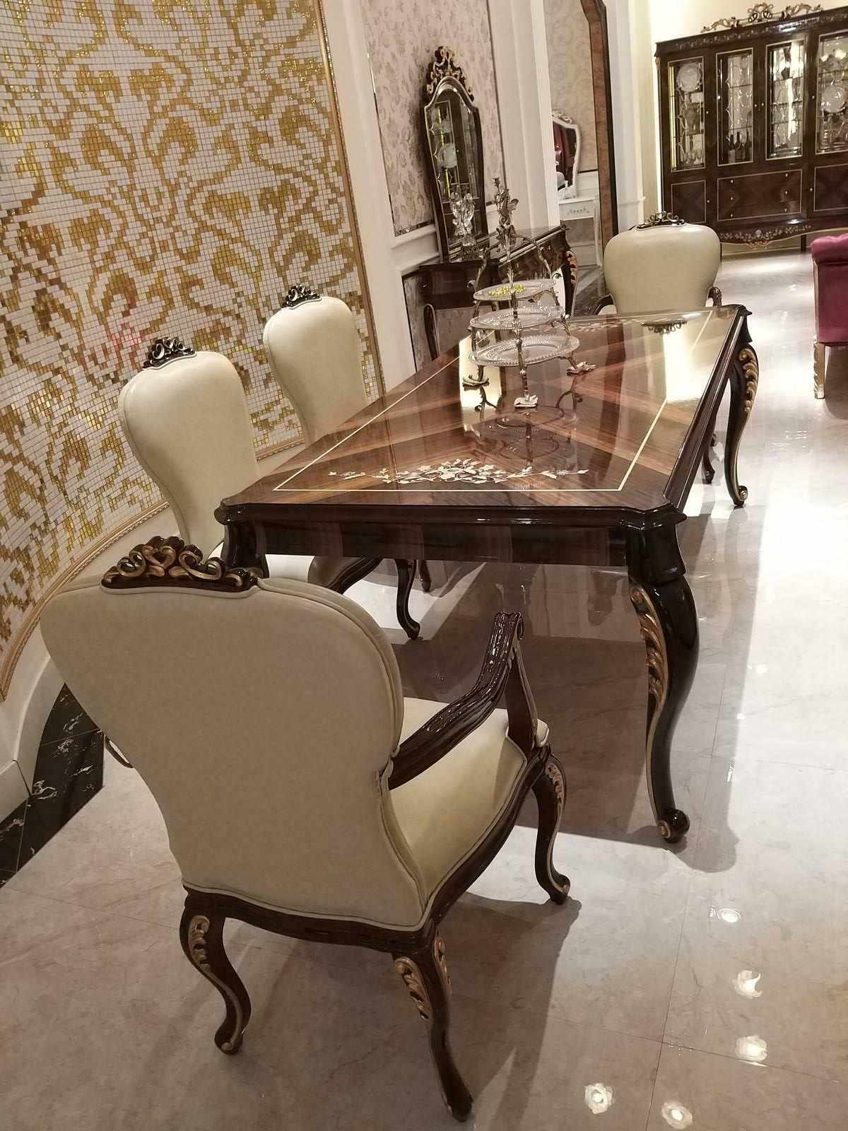 Esstisch 4 Stühle Stuhl Esszimmer Garnitur Barock Rokoko Tische Tisch 5tlg. Neu
