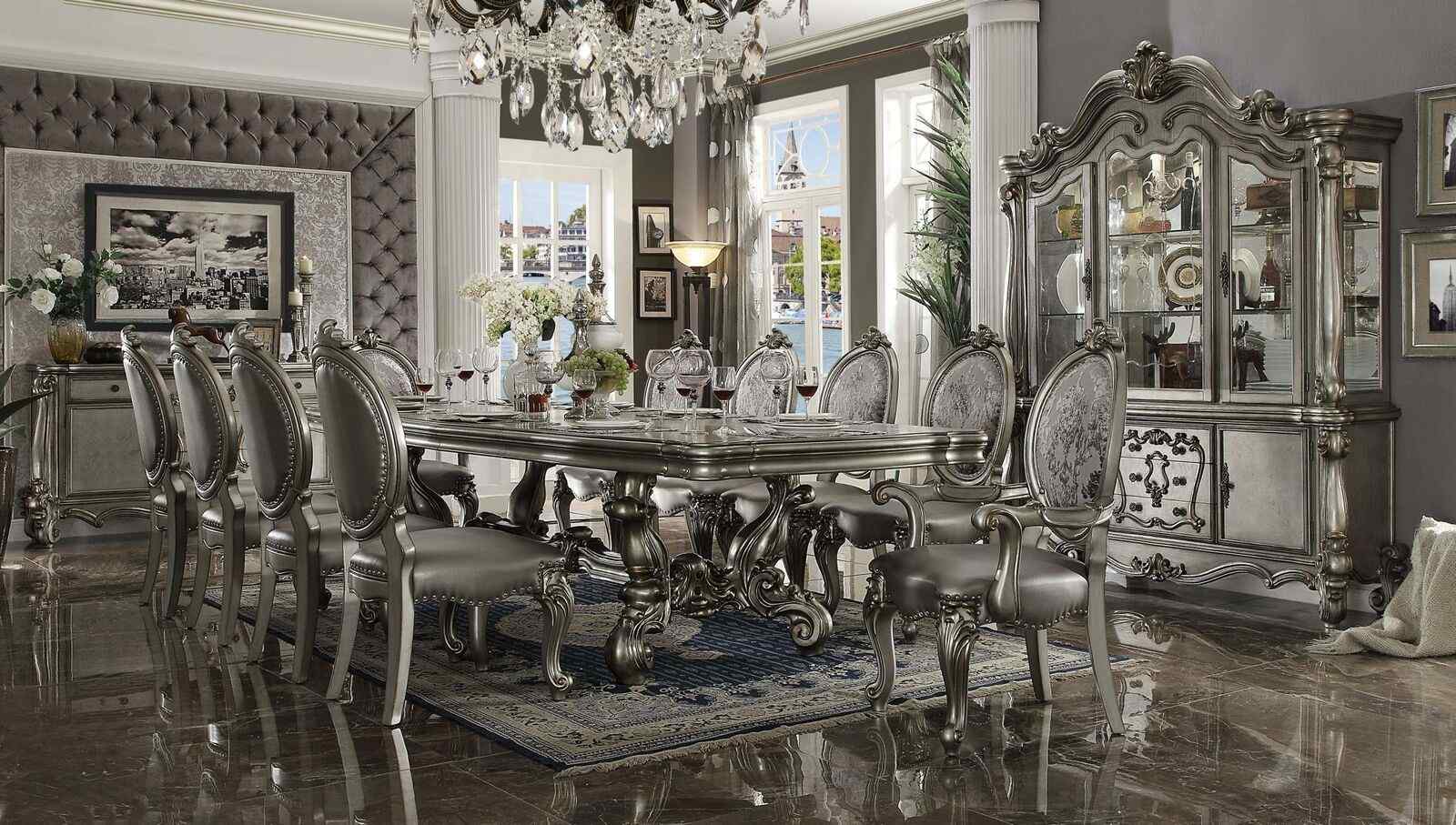 Esstisch 10 x Stühlen Esszimmer Set Essgruppe Holz Tisch 11tlg. Barock