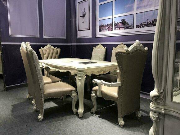 Esszimmer Garnitur 7tlg Barock Rokoko Tisch 6x Stühle Stuhl Gruppe Geschnitzt