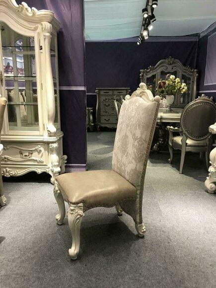 Stuhl Thron Sessel Esszimmer Neu Holz Antik Stil Barock Rokoko Leder