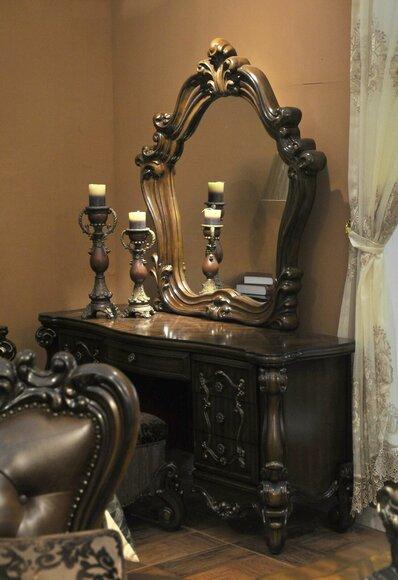 Geschnitzte Barock Möbel Schminktisch Hocker Spiegel Schlafzimmer