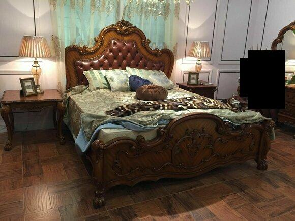 Klassisches Bett Barock Rokoko Chesterfield Stil Doppel Leder Hotel Betten Neu