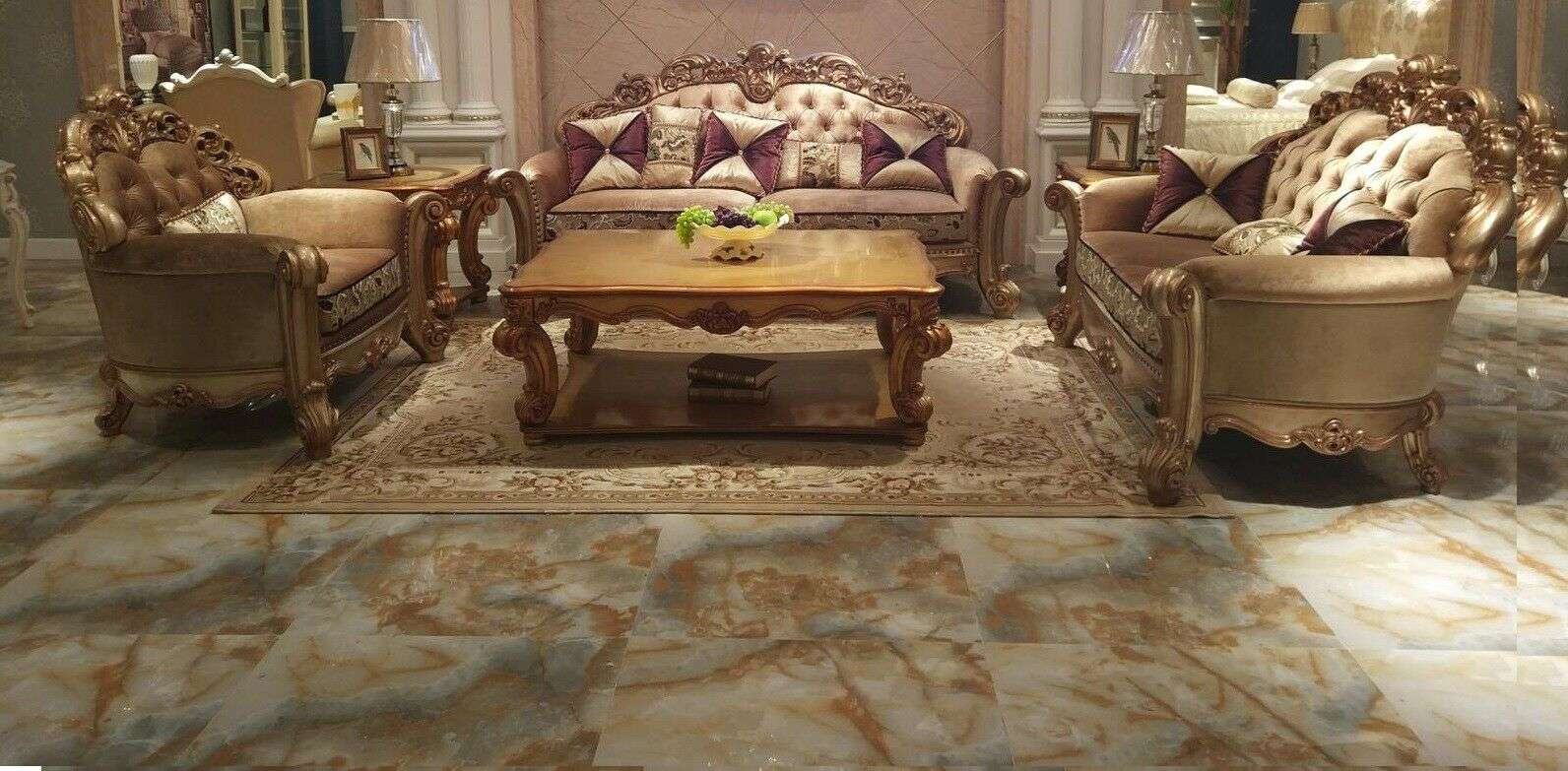 Klassische Garnitur 3tlg. Set Sitzer Sofagarnitur Couch Sofa Textil Sofa Polster