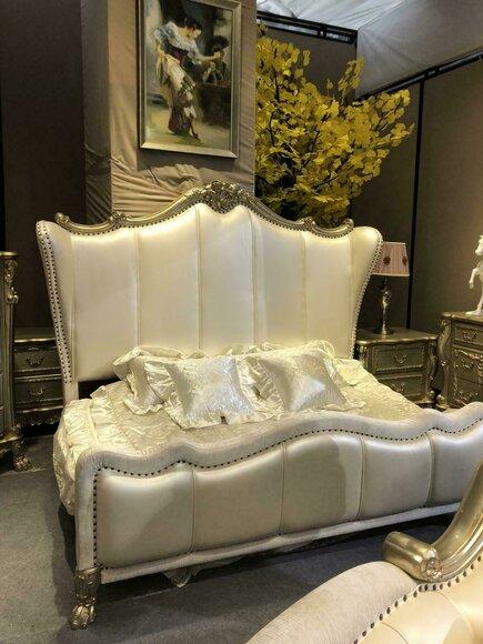 Klassisches Bett Barock Rokoko Chesterfield Stil Doppel Leder Hotel Antik BettenA