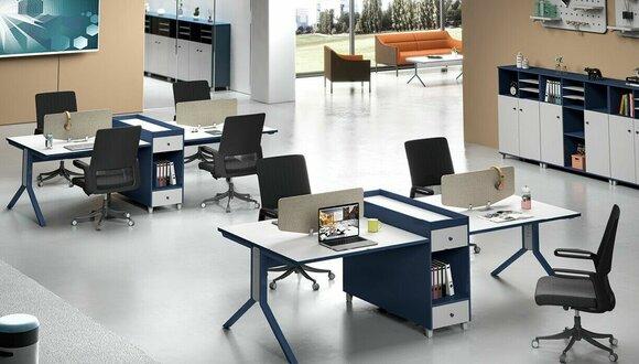 Tisch Büro Möbel Einrichtung Tische Callcenter 4 Arbeitsplätze Schreibtisch