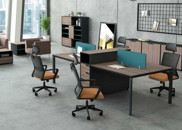schreibtisch workstation tisch 4 arbeitsplätze counter holz tische büro möbel