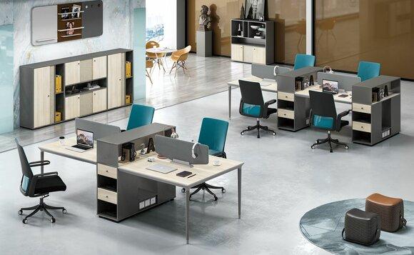 Büro Möbel Einrichtung Tische Tisch 4 Arbeitsplätze Schreibtisch Callcenter