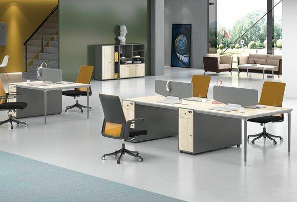 Büro Möbel Einrichtung Ausstattung Tisch Callcenter 4 Arbeitsplätze