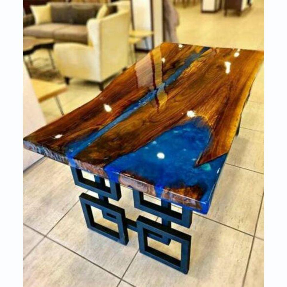 Couchtisch Blue River Tisch Echtes Holz Flusstisch 140x80 Tische Epoxidharz