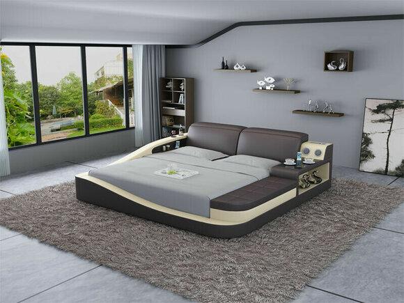Luxus Schlafzimmer Bett Polster Design Leder Doppel Hotel Betten Textil 180x200