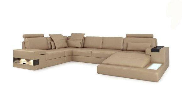 U Form Sofa Couch Polster Garnitur Wohnlandschaft Design Ecksofa Leder
