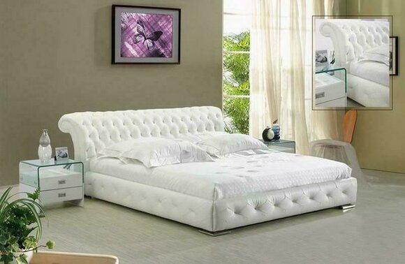Polsterbett Doppelbett Designer Bett Ehebett Schlafzimmer Lederbett Neu
