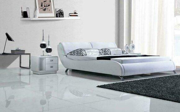 Designer Bett Betten Ehebett Doppelbett Polsterbett Schlafzimmer Lederbett
