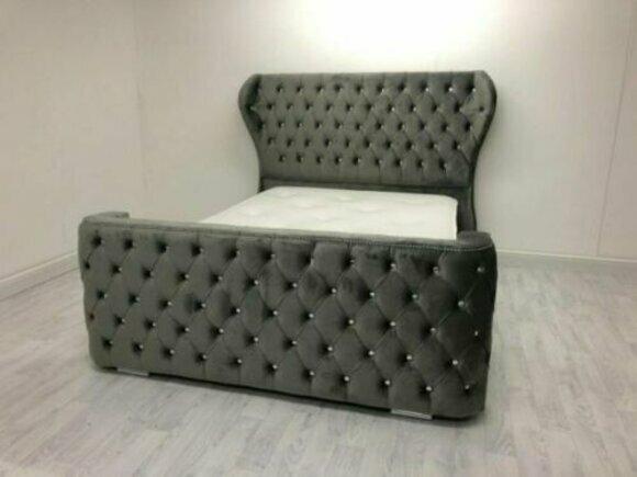 Chesterfield Bett Design Schlafzimmer Englisches Polster Betten 180x200cm