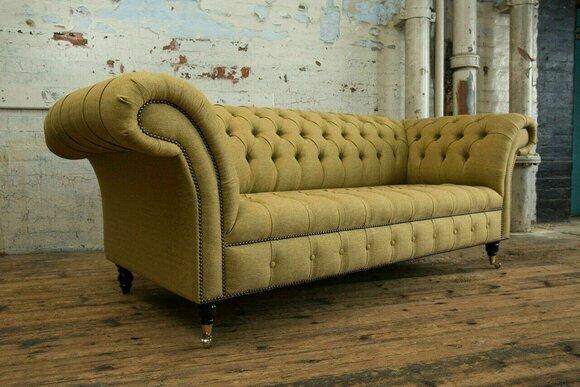 Gelbe Couch Dreisitzer Polster Design Sofa 3er Sitz Sofas Zimmer Luxus