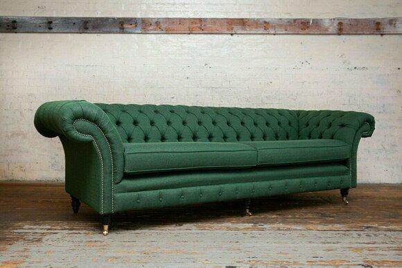 Knopf Sofa Chaesterfield Sofas 4 Sitzer Couch Polster Stoff Wohnzimmer Möbel