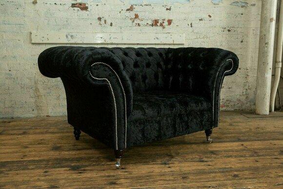 Einsitzer Sessel Fernseh Club Sofa Chesterfield Original England Schwarz Couch