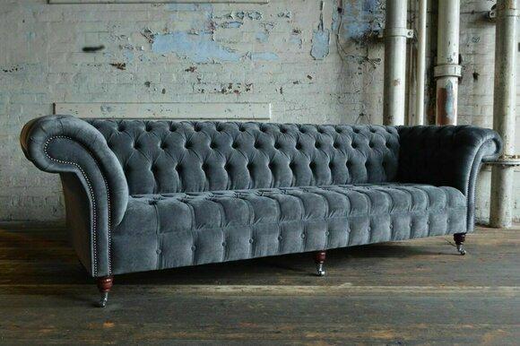 Chesterfield Big Sofa Couch Textil Samt Polster Sofas 4 Sitzer xxl Couchen Neu