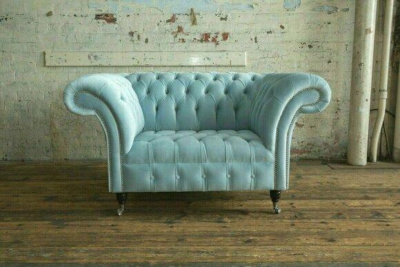 Chesterfield Design Stoff Couch Sessel 1.5 Sitzer Polster Sofas Lounge Blau