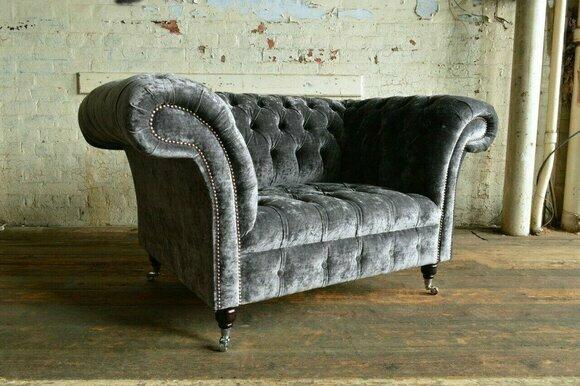 Design Chesterfield Stoff Couch Sessel 1.5 Sitzer Polster Sofas Lounge Neu
