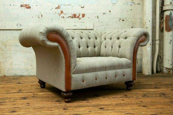 Design Chesterfield Stoff Couch Sessel 1.5 Sitzer Polster Sofas Lounge Club Neu