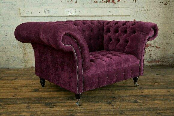 Sessel Couch Polster Sofa Textil Chesterfield Couchen 1,5 Sitzer Bordaux