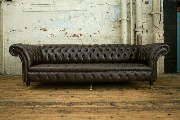 Chesterfield Braun Couch Sofa Polster 4 Sitzer Couchen Sitz Garnitur Sofas
