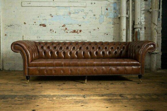 Chesterfield Braun Couch Sofa Polster 4 Sitzer Couchen Sitz Garnitur Sofas