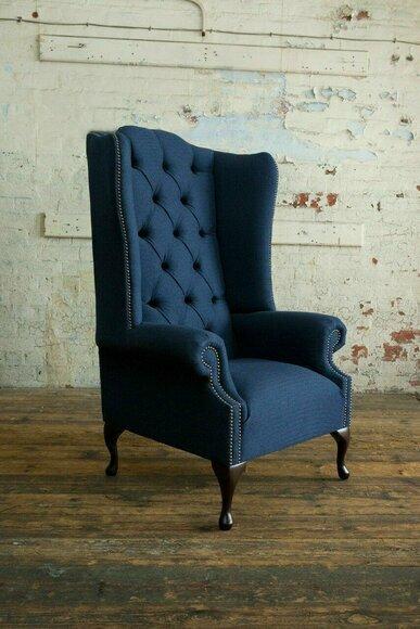 Ohrensessel Chesterfield Sofa Couch Polster 1 Sitzer Sessel Sofas Textil