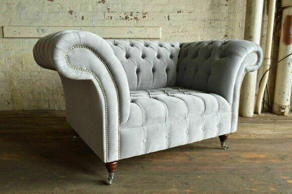 Design Chesterfield Stoff Couch Sessel 1.5 Sitzer Polster Sofas Lounge Neu
