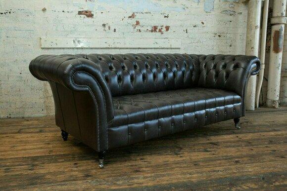 klassische Chesterfield Sofa 3 Sitzer Design Sofas Polster Couchen Leder