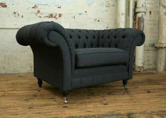 Couch Polster Design Sofa Schwarz Schwarz 1,5er Sitz Sofas Möbel
