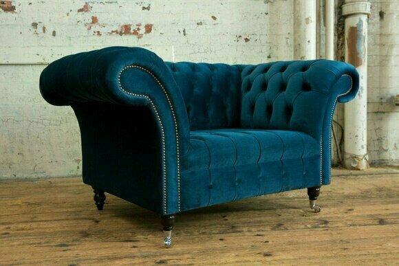 Design Chesterfield Stoff Couch Sessel 1.5 Sitzer Polster Sofas Lounge Club
