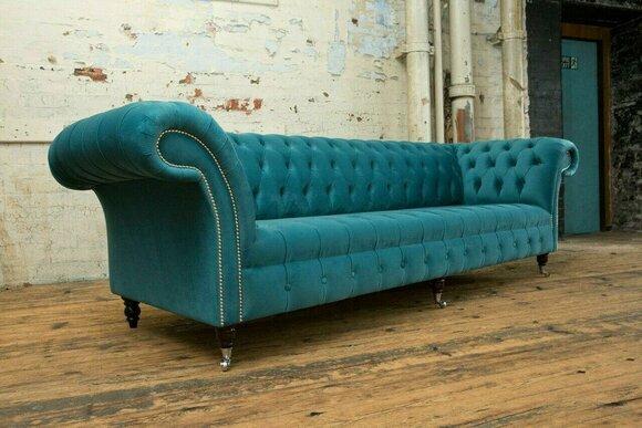Chesterfield Couch xxl big sofa couchen samt leder textil polster sofas turkis
