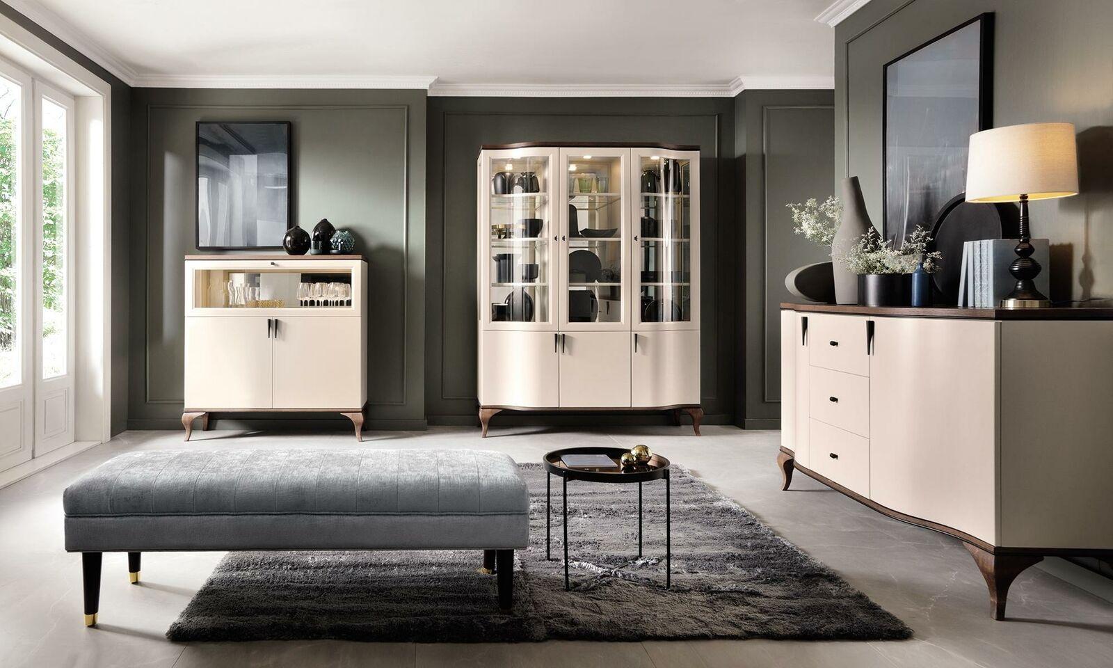 Wohnzimmer Möbel Set - Kommode Barschrank Vitrine 3tlg. Set Desing