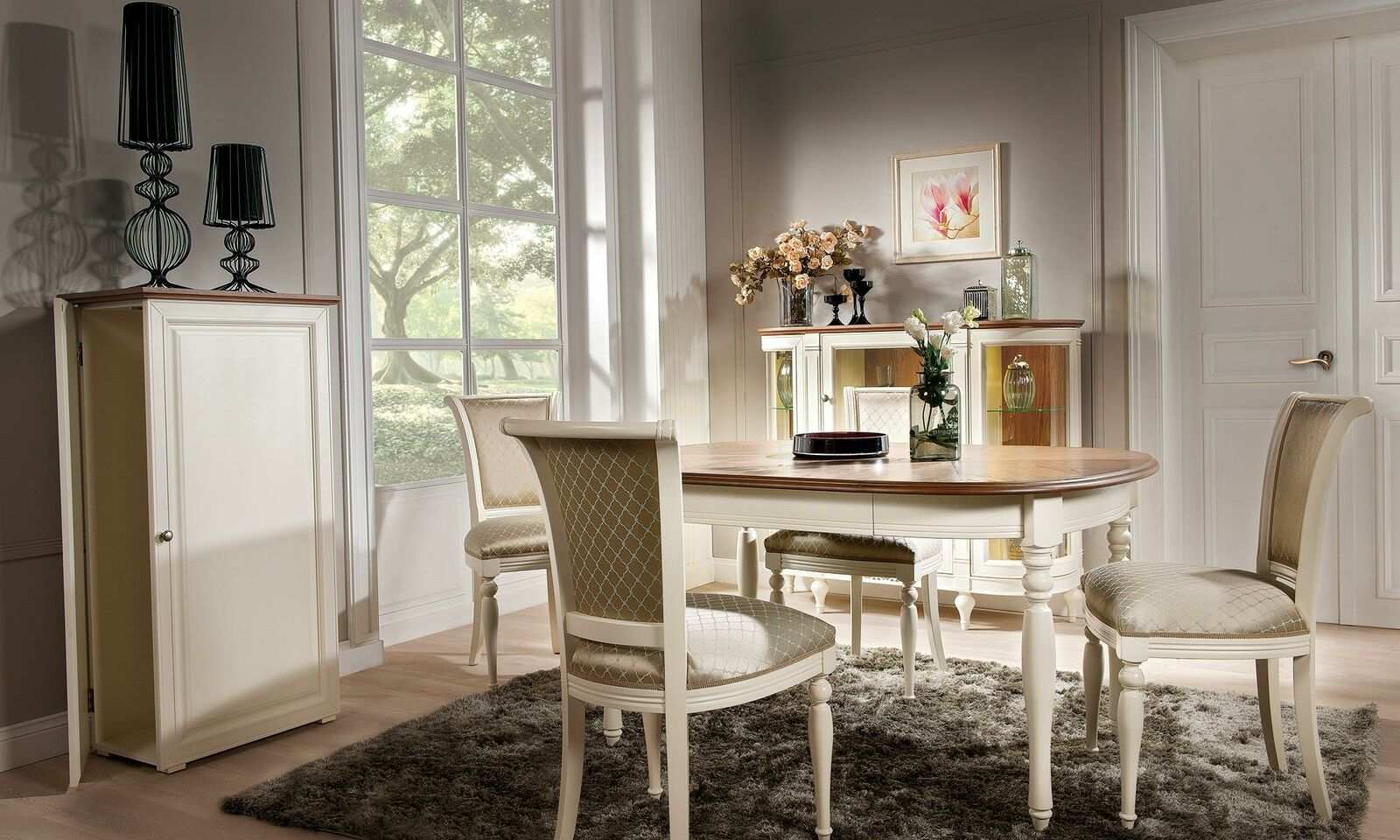 Set Esstisch 4x Stühle Lehn Stuhl Garnitur Tische Esszimmer Gruppe 5tlg. Holz