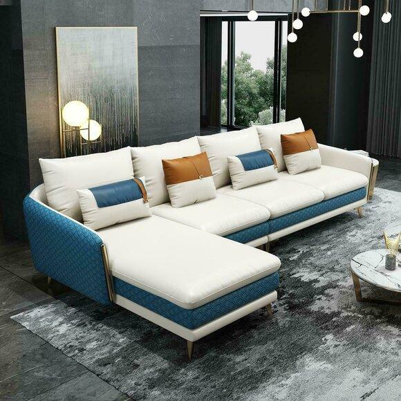 Ecksofa L-Form Modernes Sofa Ledersofa Ecksofa Polster Wohnlandschaft