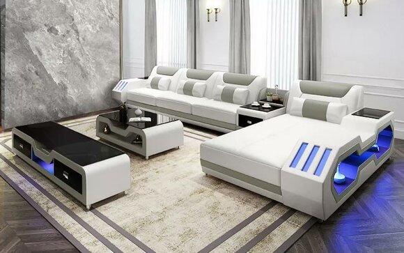 Lederpolster Design Ecksofa Eckcouch Couch Sofa L Form Wohnlandschaft