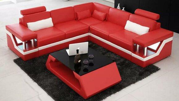 Eckcouch Design Ecksofa Wohnzimmer Möbel Lederpolster Couch Sofa