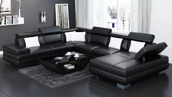Ecksofa Wohnzimmer Design Moderne Eckcouch Lederpolster Couch Sofa