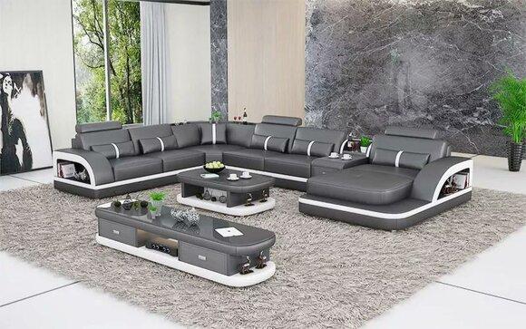 wohnzimmer Leder xxl couch sofa polster landschaft moderne designer