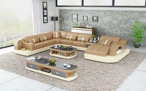Design Sofa Komplettset Garnitur Polster Ecksofa Eckcouch Couch Sideboard