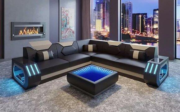 Design Eckcouch Ecksofa Wohnzimmer Möbel Lederpolster Couch Sofa