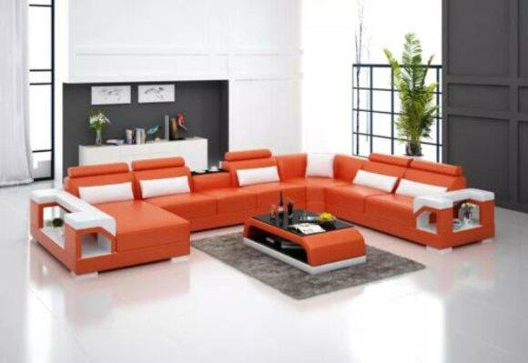 Design Ecksofa Wohnzimmer Möbel Moderne Eckcouch Lederpolster Couch