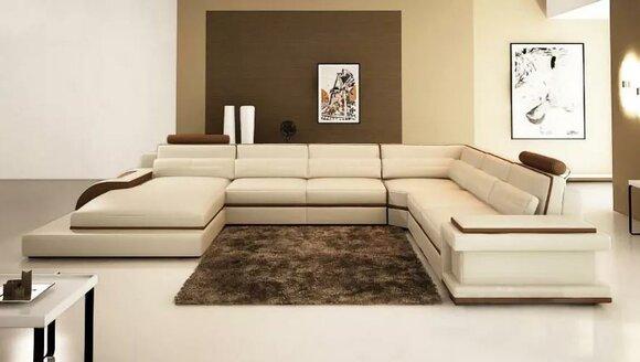 Moderne Wohnzimmer Design Ecksofa Möbel Eckcouch Lederpolster Couch