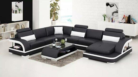 Design Ecksofa Wohnzimmer Möbel Moderne Eckcouch Lederpolster Couch
