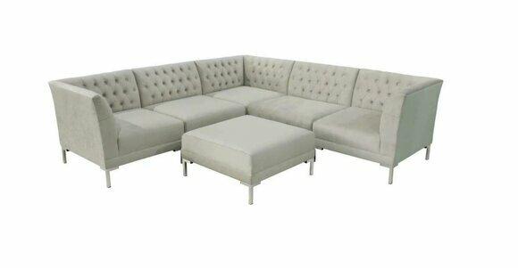Ecksofa Hocker Grau xxl Big Textill Stoff Chesterfield Sofas Garnitur Möbel