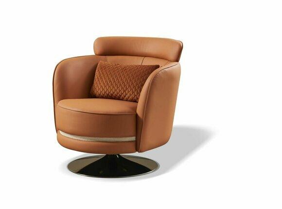 Lehnstuhl Design Sessel Dreh Leder Polster Wohnzimmer Drehbarer Stuhl
