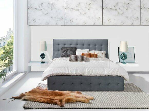 Graues Bettgestell Polster Betten Doppel Design Hotel Bett Textil Möbel