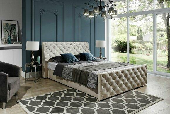 Chesterfield Bett Betten Leder 180x200cm Polster Ehe Design Leder Hotel